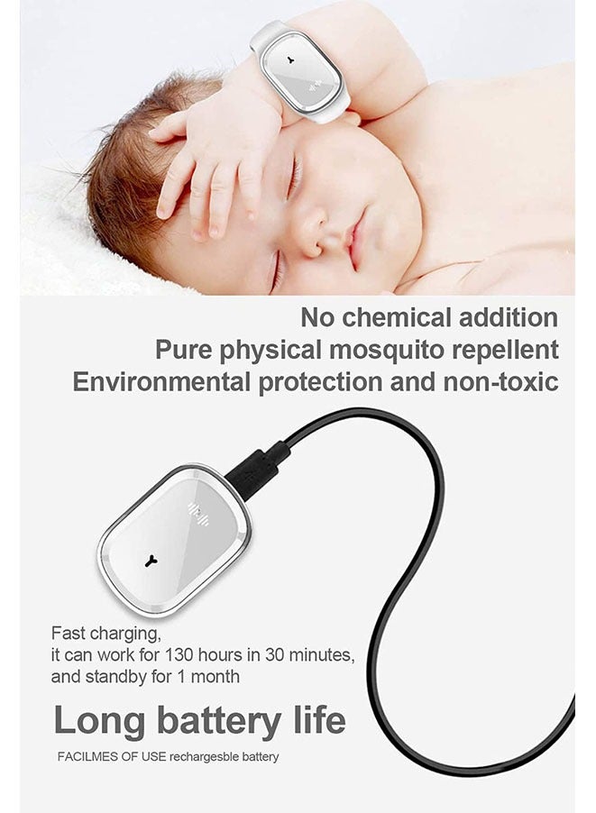 Muyixin ساعة طارد البعوض بالموجات فوق الصوتية، إلكترونية مع شحن USB مقاوم للماء وسوار ذكي محمول مضاد للبعوض للداخل والخارج M1 (أسود) - Image 4
