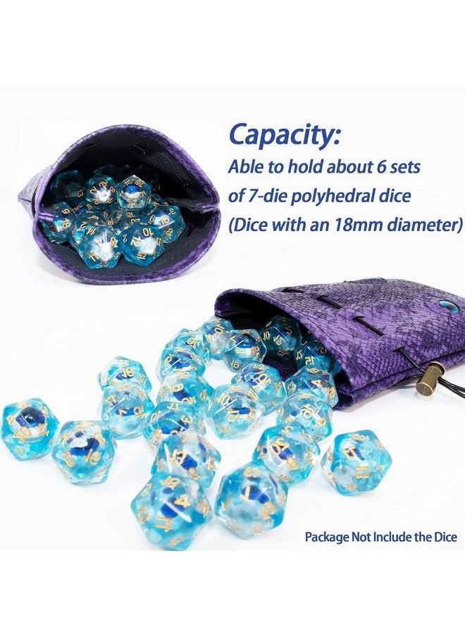 Byhoo - Dnd Dice Bag Can Cover 6 Dice Sets Glow In The Dark Eyes D And D Dice Storage Pouch Purple Dragon Leather Coins Bag For Fantasy Dragons And Dungeons Games Accessories Drawstring Dice Pouch - Image 1