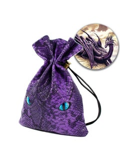 Dnd Dice Bag Can Cover 6 Dice Sets Glow In The Dark Eyes D And D Dice Storage Pouch Purple Dragon Leather Coins Bag For Fantasy Dragons And Dungeons Games Accessories Drawstring Dice Pouch