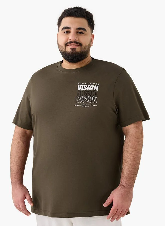 Splash FAV Plus Size Slogan Print Crew Neck T-shirt