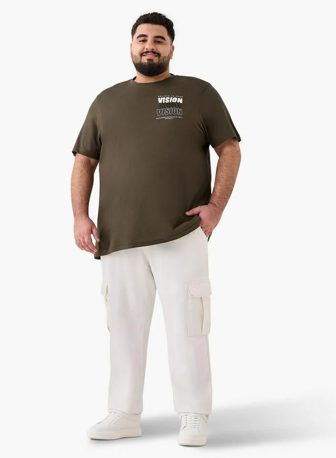 Splash FAV Plus Size Slogan Print Crew Neck T-shirt