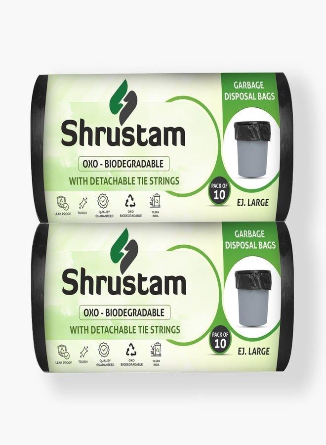 Shrustam Black Garbage Bags For Dustbin, 36X48 Inches (JUMBO),10 Piece Per Roll (Pack of 2) 20 pcs, and Dustbin Covers for Daily Wet and Dry Wastea - Image 1