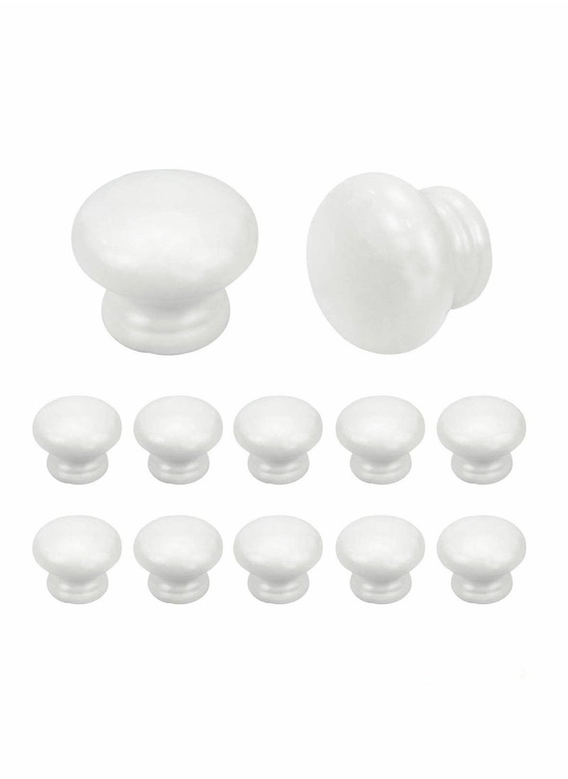 Generic - Round Wood Cabinet Knobs, Mushroom Shape White Wooden Pulls, Drawer Dresser Cupboard Wardrobe (12pcs, Diameter: 1.34 Inch, Height: 1 Inch) - Image 1