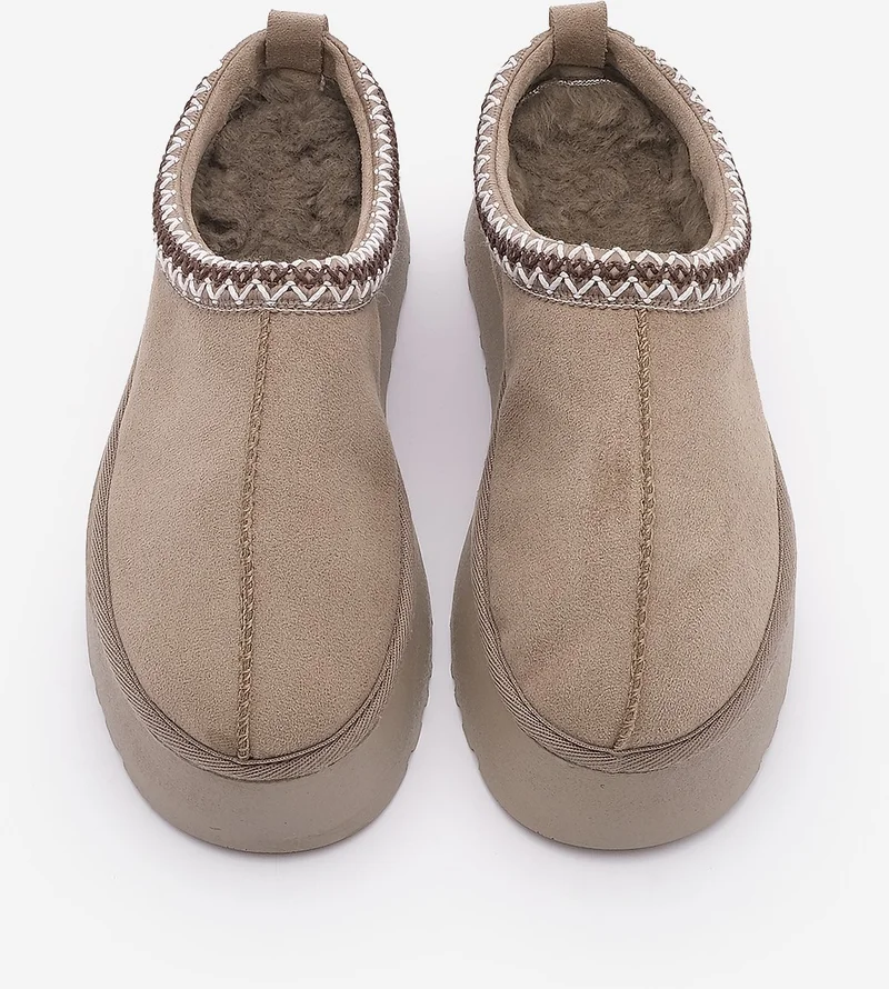 MARJIN Women's Furry Thick Sole Closed Front Daily Winter Slippers Furenta