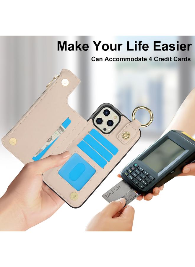 Zaboon Case For iPhone 13 Pro Max RFlD Anti-theft Double Buckle Ring Zipper Card Phone Case - Image 5