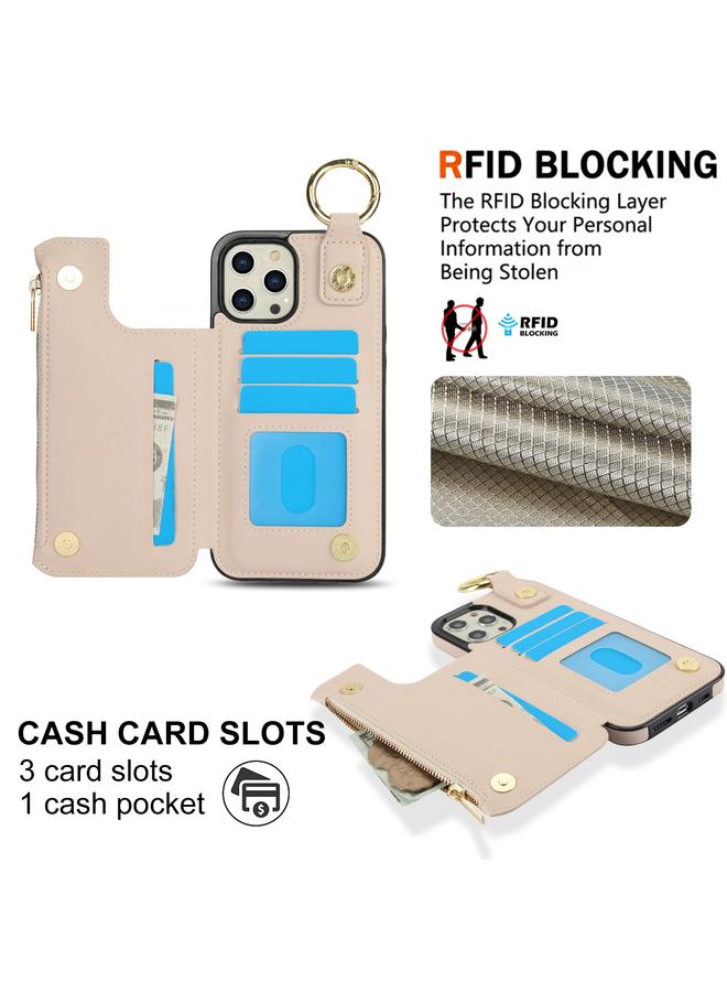 Zaboon Case For iPhone 13 Pro Max RFlD Anti-theft Double Buckle Ring Zipper Card Phone Case - Image 3