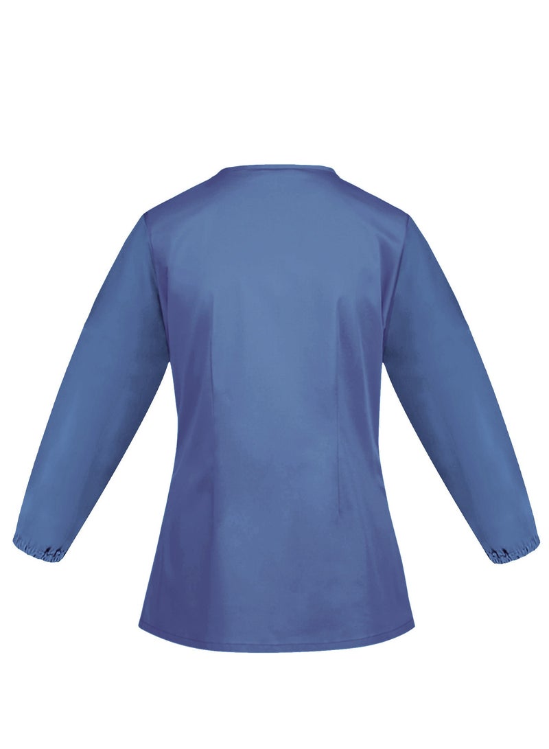 Solid V Neck Medical Scrubs Set，Medical Uniform Stretch Contrast Binding Top - Image 3