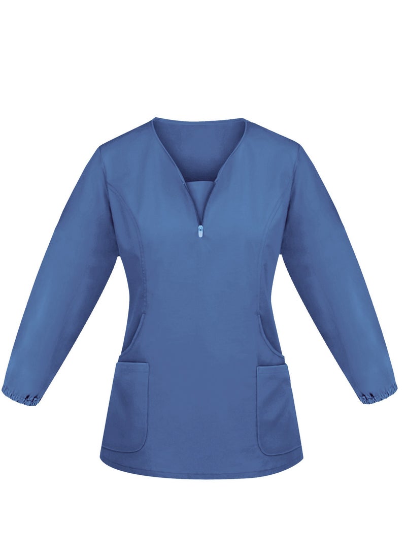 Solid V Neck Medical Scrubs Set，Medical Uniform Stretch Contrast Binding Top - Image 2