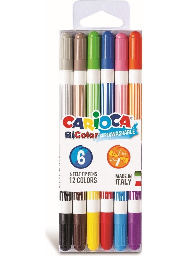 carioca Double Colored Super Washable Felt Crayons 6 Pcs (12 Colors) 