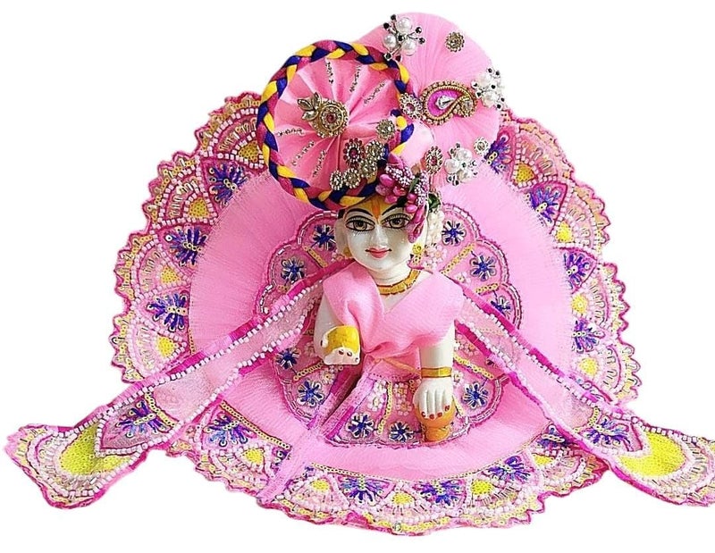 Partish Laddu Gopal Poshak with Pagdi Size 2 l Ladoo Gopal Dress l Bal Gopal l Kanha Ji Thakur Ji Heavy Dress (Pink A, Size 2) - Image 2