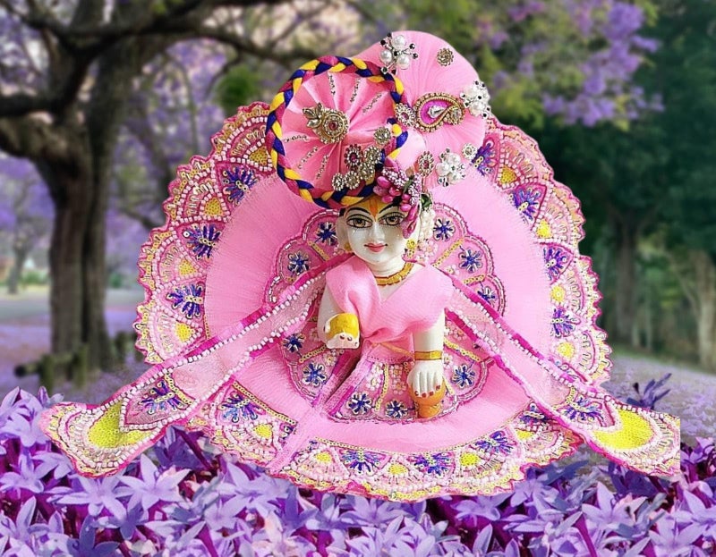 Partish Laddu Gopal Poshak with Pagdi Size 2 l Ladoo Gopal Dress l Bal Gopal l Kanha Ji Thakur Ji Heavy Dress (Pink A, Size 2) - Image 1