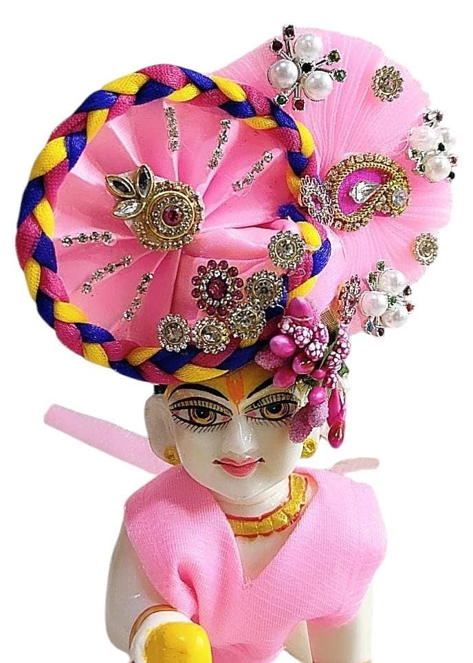 Partish Laddu Gopal Poshak with Pagdi Size 2 l Ladoo Gopal Dress l Bal Gopal l Kanha Ji Thakur Ji Heavy Dress (Pink A, Size 2) - Image 4