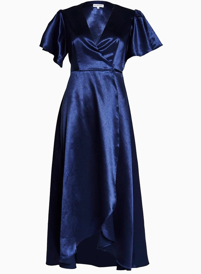 True Decadence Serena Navy Bridesmaid Wrap Midi-Dress