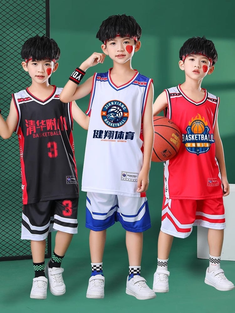 Children'S Basketball Uniform Suit Boys Summer Short-Sleeved Girls Sports Training Uniform Fake Two-Piece Game Team Uniform Jersey - Image 3