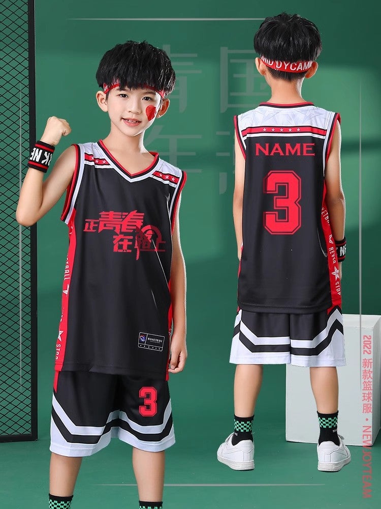 Children'S Basketball Uniform Suit Boys Summer Short-Sleeved Girls Sports Training Uniform Fake Two-Piece Game Team Uniform Jersey - Image 5