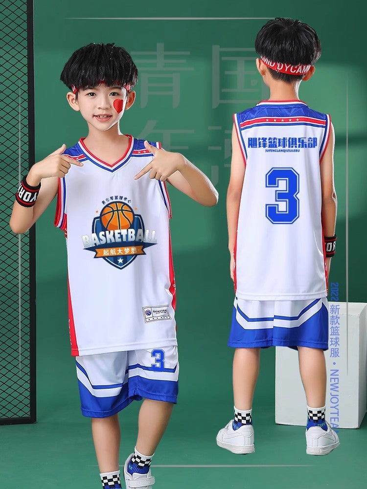 Children'S Basketball Uniform Suit Boys Summer Short-Sleeved Girls Sports Training Uniform Fake Two-Piece Game Team Uniform Jersey - Image 4