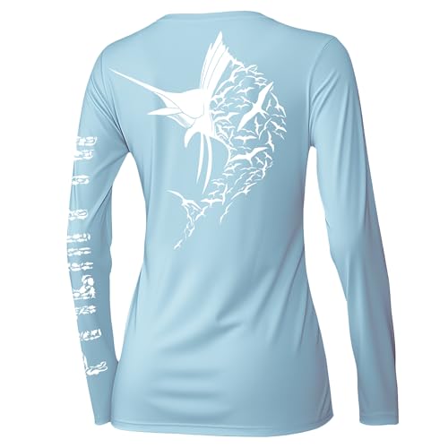Palmyth Womens UPF 50 Fishing Shirts Sun Protection Long Sleeve TShirt BlueSailfish S - Image 1
