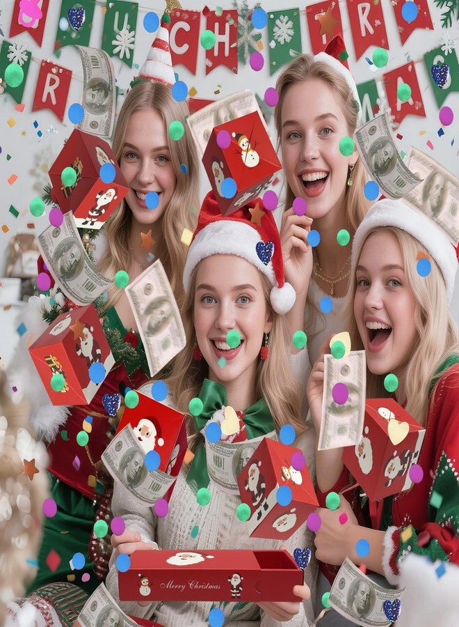 JINSTABAG Christmas Surprise Gift Box Explosion for Money, DIY Folding Bouncing Explosion Gift Box with Confetti, Money Gift Boxes for Cash Pop Up (Red Snowman) - Image 2