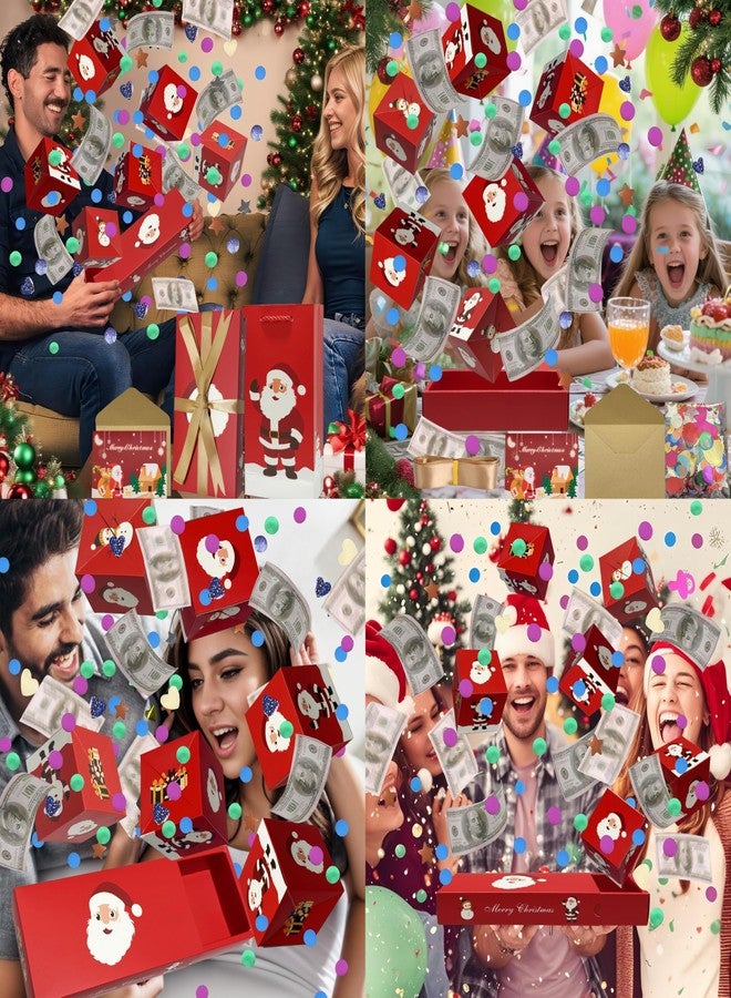 JINSTABAG Christmas Surprise Gift Box Explosion for Money, DIY Folding Bouncing Explosion Gift Box with Confetti, Money Gift Boxes for Cash Pop Up (Red Snowman) - Image 4