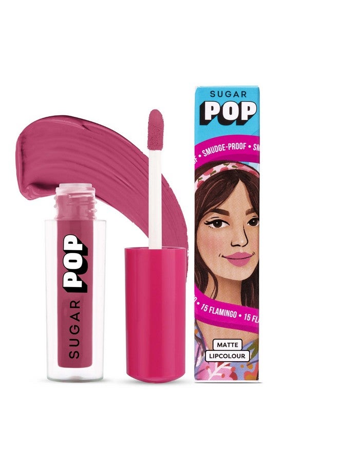 SUGAR POP Matte Lipcolour - 15 Flamingo (Pinkish Purple) - 1.6 Ml | Non-Drying, Smudge Proof, Long Lasting - Image 1