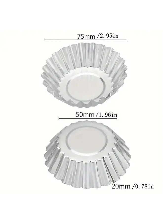 Silvery 10 Pcs Reusable Non Stick Ripple Molds for Baking Egg Tarts Cupcakes - Image 3