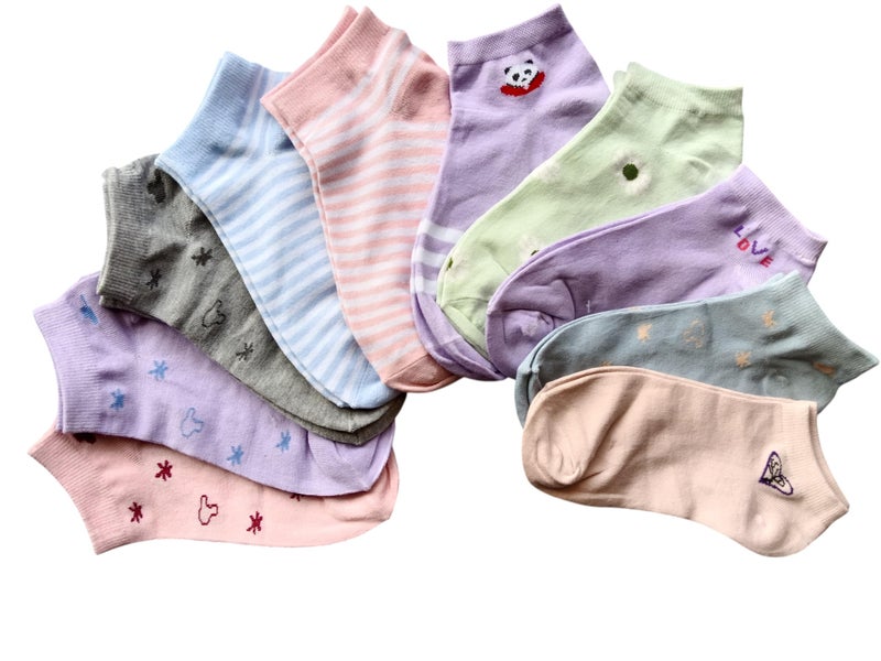 NEOBABY Women's Ankle Socks for Casual & Sports Multicolor Odour Free Fancy Multi design Socks (Pack of 10 Pairs) - Image 1