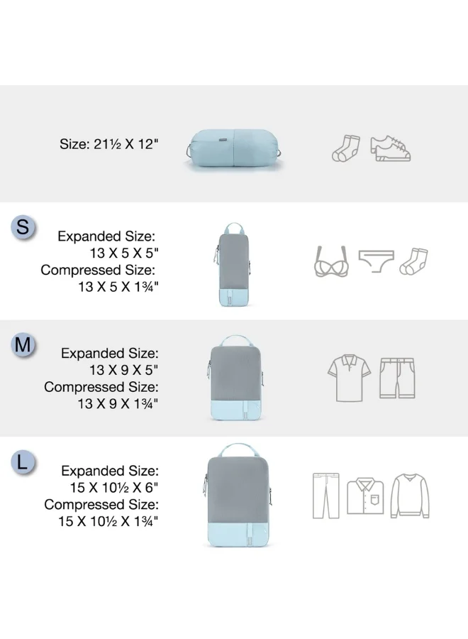 BAGSMART BAGSMART Light Blue Compression Packing Cubes
