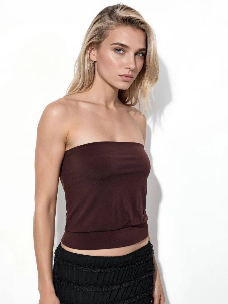 بوسيم BUSEM Strapless Knitted Crop Top