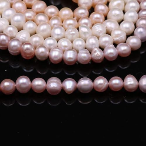 LE SKY Natural Pearl Beads 100% Natural Freshwater Round White Pearl Loose Beads (2 Strands) Punching 4-5mm one Strand 14.2 inch for Jewelry Making Necklace Bracelet Charms - Image 4