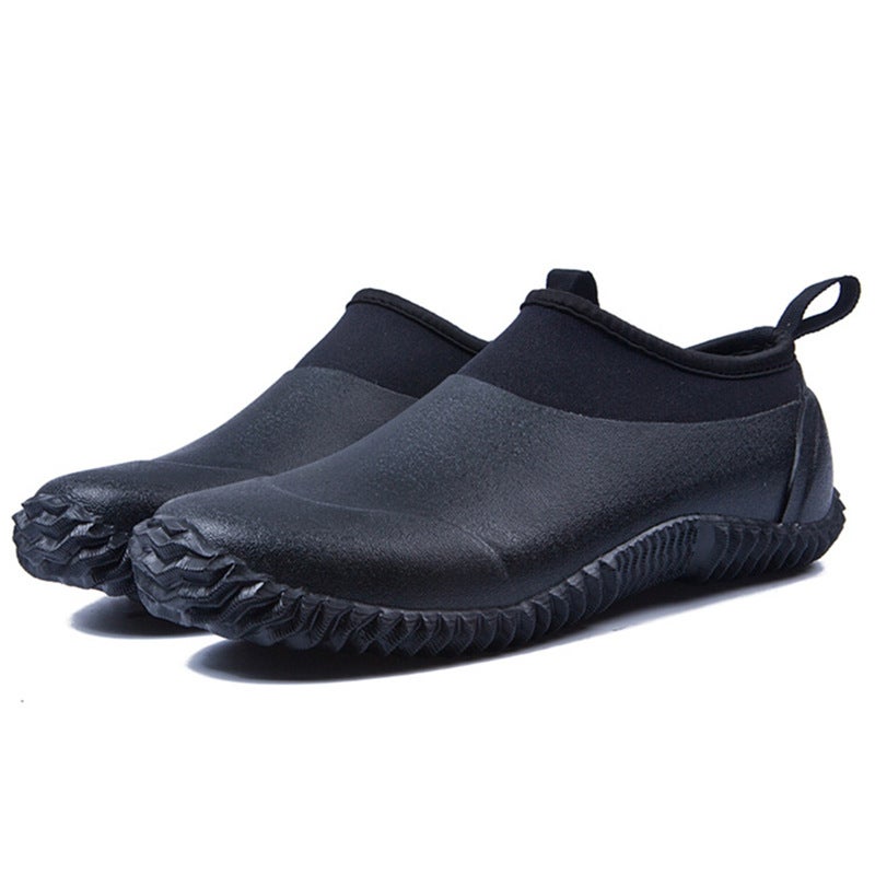 Short Rain Boots Red And Black Low Top Rubber Rain Boots Car Washing Shoes Color Splicing Cow Blanc Water Shoes Couple Rain Boots Waterproof Rain Boots - Image 2
