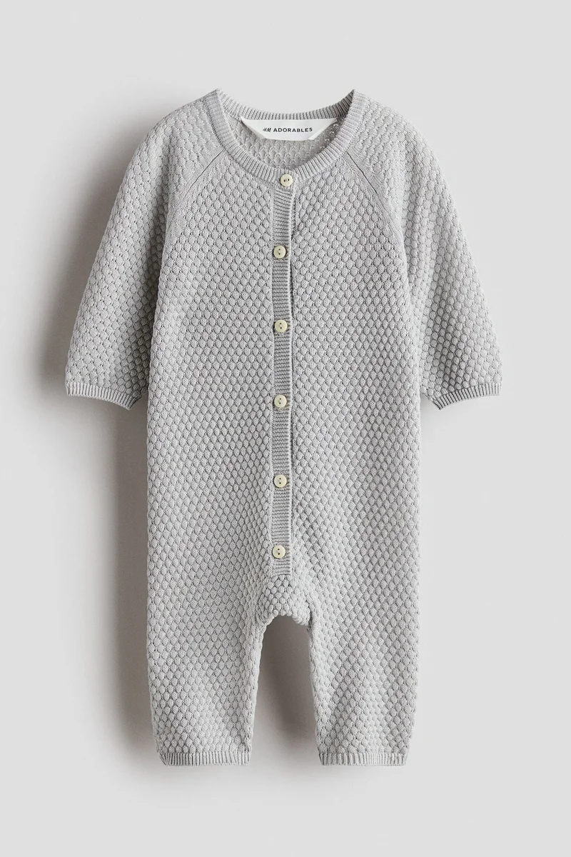 H&M Textured-knit romper suit