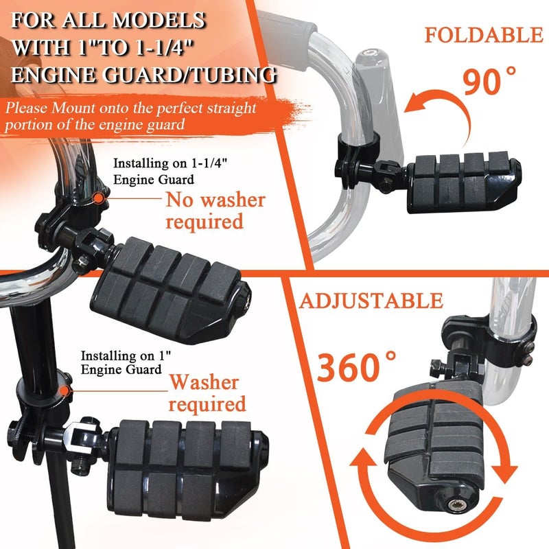 FOVPLUE Highway Footpegs for Motorcycles - Universal Fit Clamp Kit - Image 3