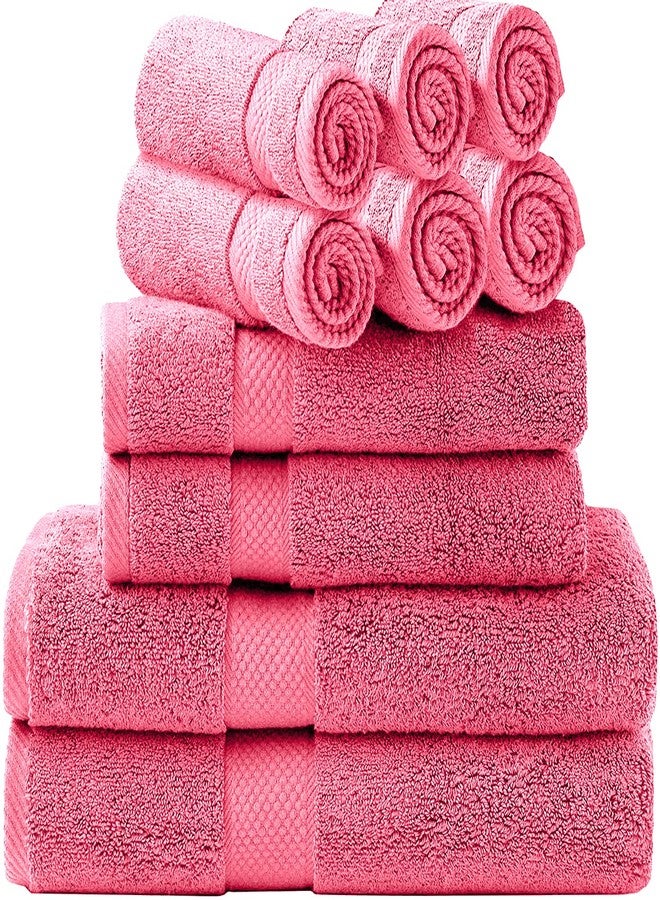 Simpli-Magic Bath Towels Set, 2 Bath Towels, 2 Hand Towels, and 6 Washcloths (10 Piece Set), Ring Spun Cotton Highly Absorbent Towels for Bathroom, Shower Towel (Pink) - Image 1
