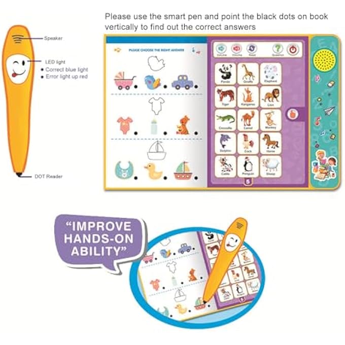 KIDS ABC SOUND BOOK, INTERACTIVE ELECTRONIC LEARNING BOOKS TALKING PEN SET BIRTHDAY PRESENT FOR READING, ,NUMBERS, ANIMALS, MUSIC, GAMES EDUCATIONAL TOYS FOR BOYS GIRLS, ENGLISH - Image 4