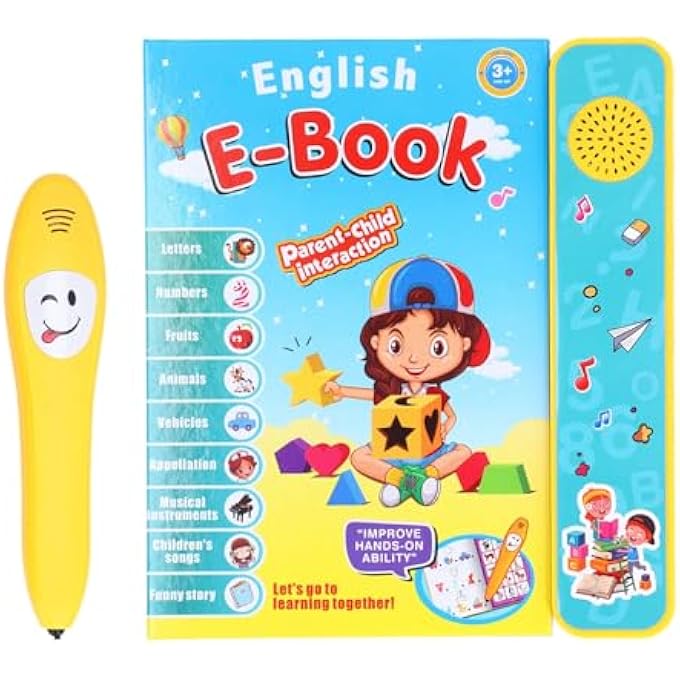 KIDS ABC SOUND BOOK, INTERACTIVE ELECTRONIC LEARNING BOOKS TALKING PEN SET BIRTHDAY PRESENT FOR READING, ,NUMBERS, ANIMALS, MUSIC, GAMES EDUCATIONAL TOYS FOR BOYS GIRLS, ENGLISH - Image 1