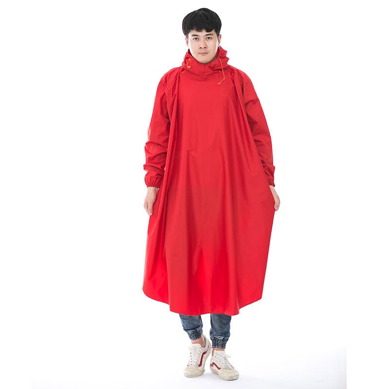 Generic Adult Outdoor Long Oxford Raincoat With Sleeves Red