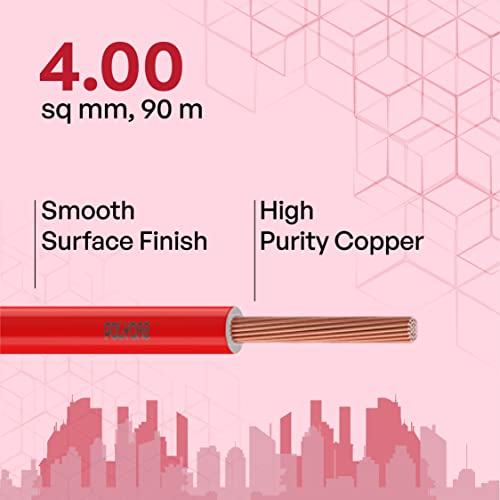 Polycab OPTIMA+ 4sqmm 90M coil | Flame Retardant | Lead free | 99.97% high purity copper | Rodent protection | PVC insulated housewire [Red] - Image 2
