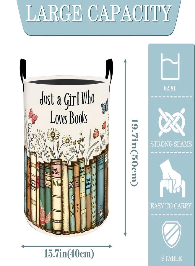 VODRM Book Flower Butterfly Laundry Basket, Dirty Collapsible Clothes Toy Organizer Hamper for Kids Adults, Oxford Cloth Waterproof Storage Bin for Bedroom Bathroom Home Decor Gifts, 19.7"X15.7" - Image 2