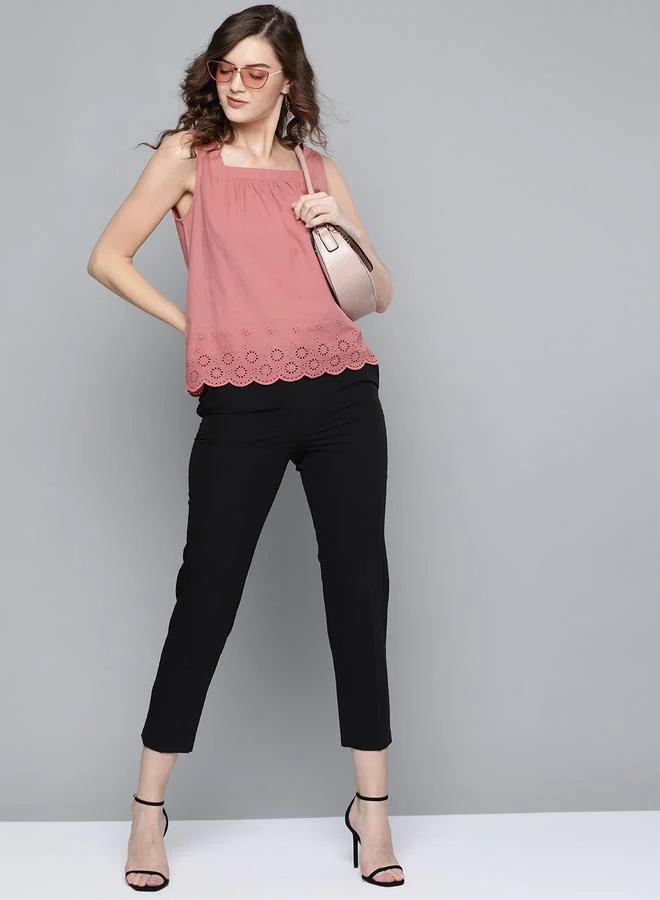 Sassafras  Sassafras Women Pink Schiffli Detail Square Neck Top for Women | Best Price UAE