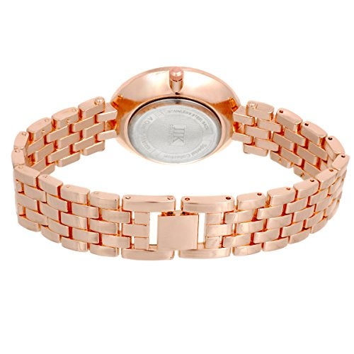 IIK COLLECTION Watches for Women Round Diamond Studded Dial Girls Analogue Quartz Movement Ladies Watch Stainless Steel Adjustable Bracelet Chain Double Lock Clasp Safety Watches for Girls. - Image 4