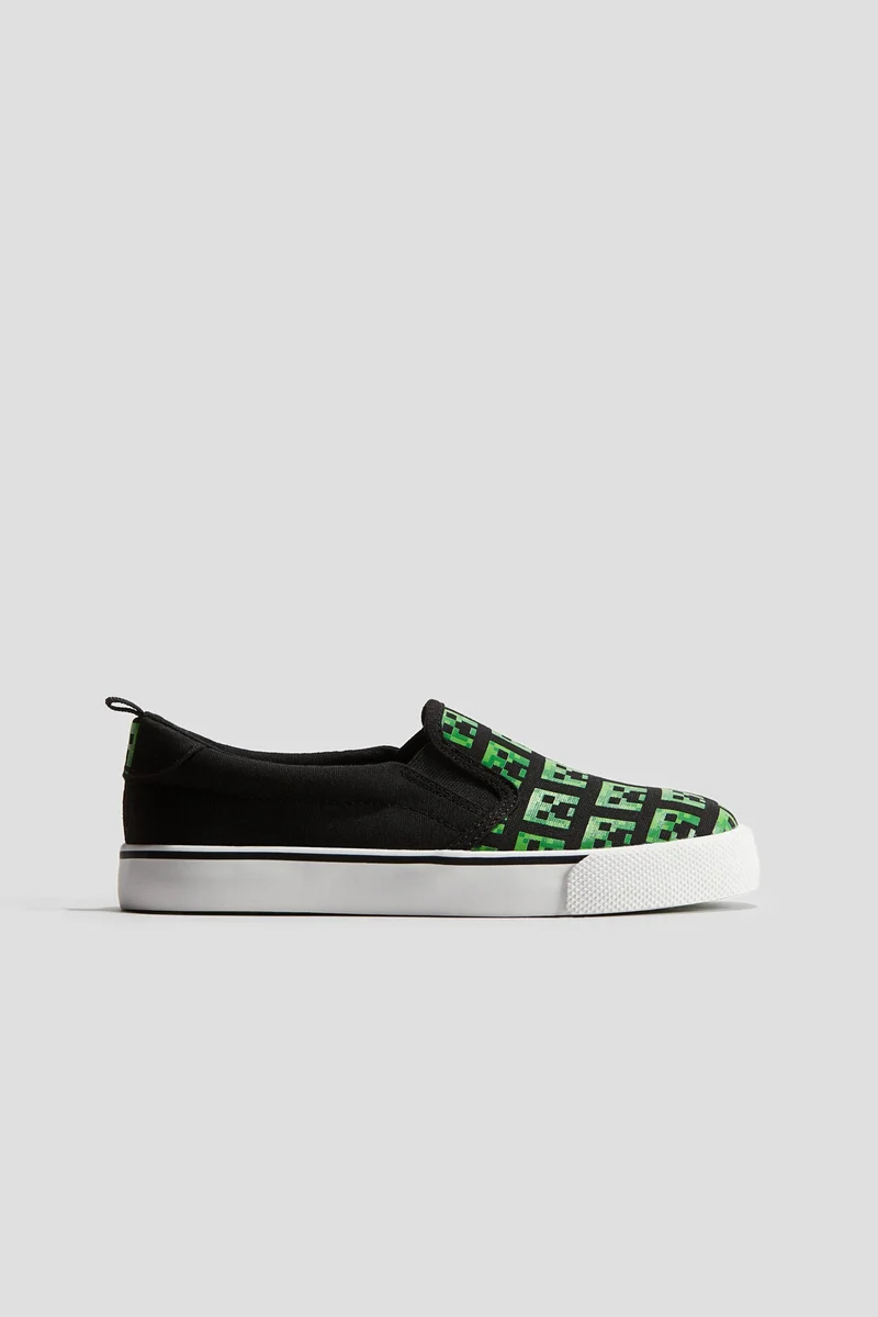 H&M Printed Canvas Slip-On Trainers