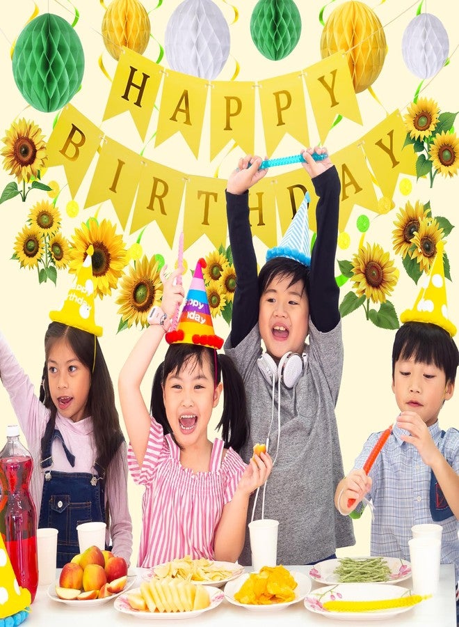 Yoirrat زينة عيد ميلاد يويرات الصفراء، لافتة عيد ميلاد سعيد خضراء وصفراء مزينة بكرات على شكل خلية نحل ودوامات متدلية، زينة إكليل دائري من النقاط، زينة حفلة عيد ميلاد للبنات والأولاد - Image 3