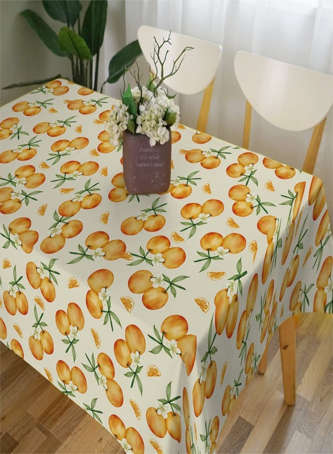 Hafangry Orange Tablecloth Summer Tangerine Indoor Outdoor Little Cutie Birthday Party Table Cloth Kitchen Dining Room Table Cover Decoration - Image 5
