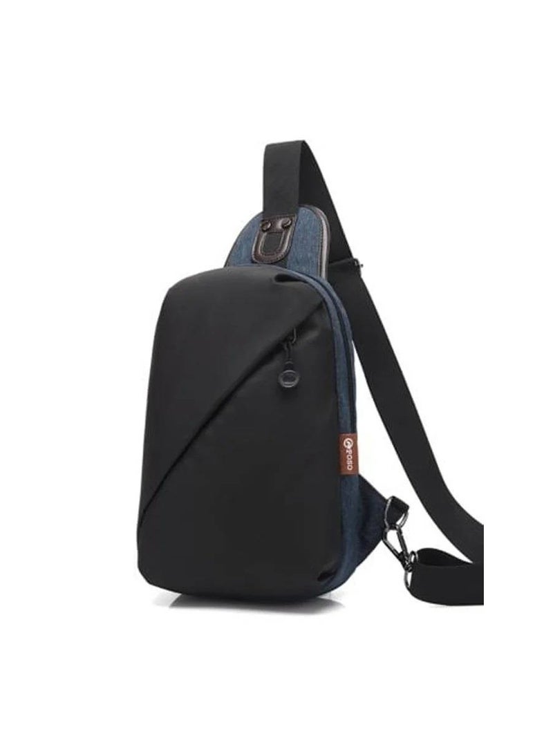 REBENUO Shoulder and chest bag for men to protect against theft, with an attractive design and to preserve all papers and personal items, in black and blue, model number ps-312 - Image 2