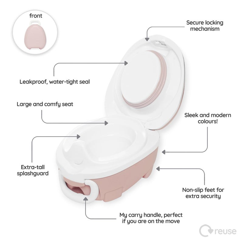 My Carry Potty - Blush Pink Travel Potty, Award-Winning Portable Toddler Toilet Seat for Kids to Take Everywhere - Image 3