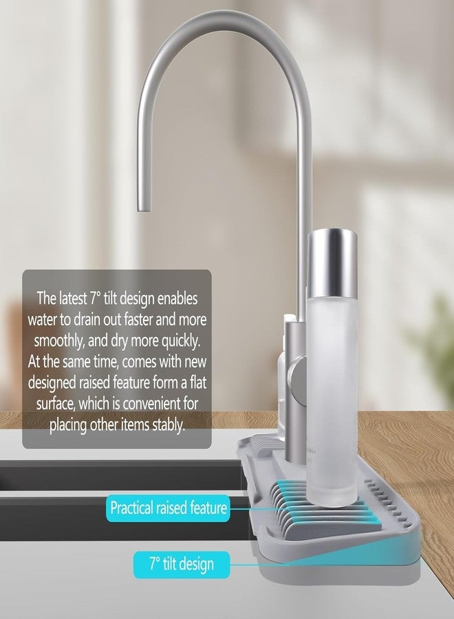 Kingmall 2nd Generation Silicone Faucet Mat, Kitchen Silicone Faucet Drip Catcher with Cuttable Circular Central for Kitchen Sink, Tailor-Made for Faucets with Deck Plate【Light Grey】 - Image 4