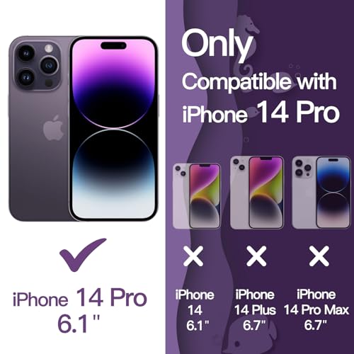 JETech Cute Case for iPhone 14 Pro 61Inch Wave Frame Curly Shape Shockproof Phone Cover for Women and Girls Clear Hard PC Back Deep Purple - Image 3
