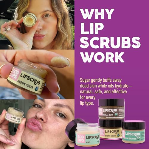 Eco Lips Brown Sugar Lip Scrub 2 Pack - 100% Organic Lip Care Treatment with Organic Sugar and Coconut Oil - Gently Exfoliate and Polish Dry, Flaky Lips, 0.50 oz jars - Image 4