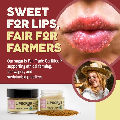 Eco Lips Brown Sugar Lip Scrub 2 Pack - 100% Organic Lip Care Treatment with Organic Sugar and Coconut Oil - Gently Exfoliate and Polish Dry, Flaky Lips, 0.50 oz jars - Image 3