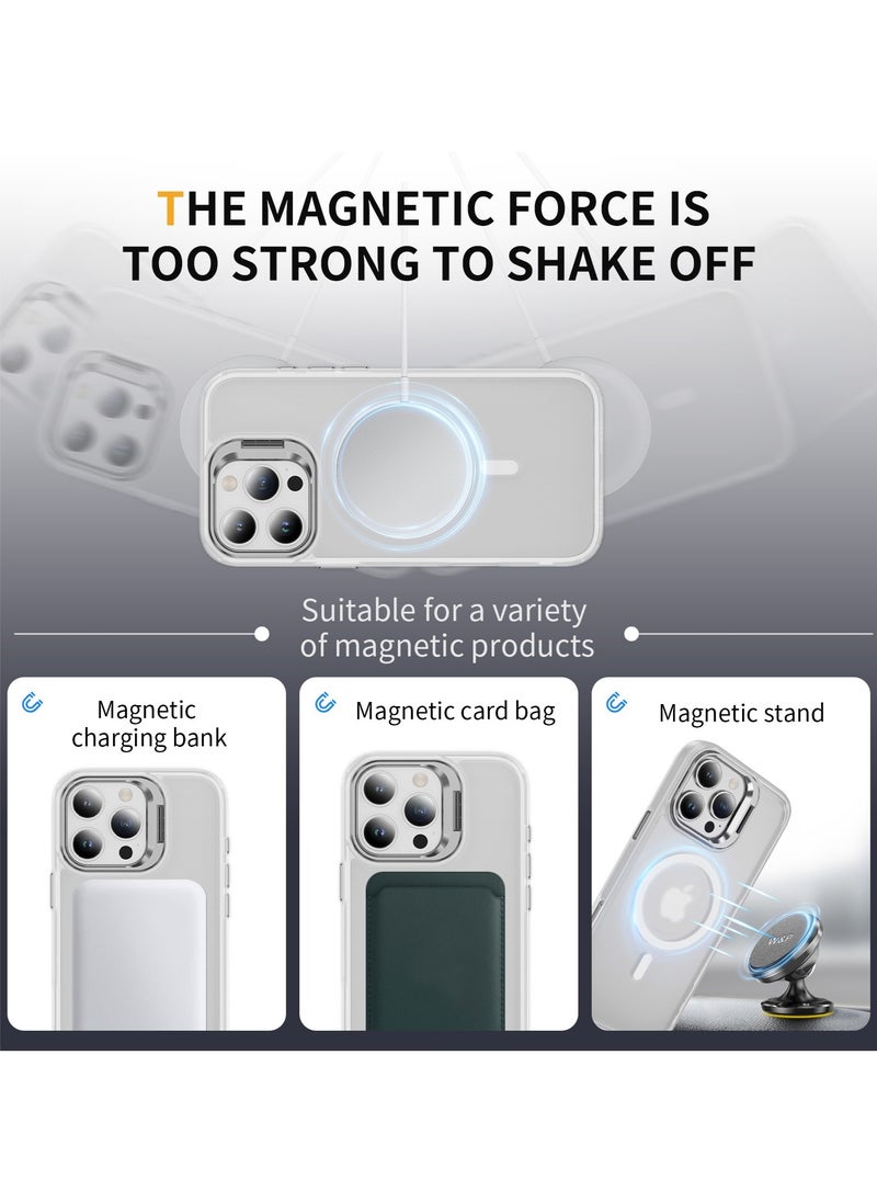 TEAM LUXURY iPhone 16 Pro Protective Case, Compatible With MagSafe Built-in Stand iPhone Protective Case Scratch Resistant Back Case Classic Series Transparent  - Image 2